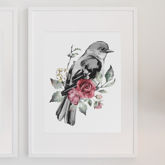 Watercolor Illustration Cute Bird Wall Art Print Poster UNFRAMED - Picture 3 of 10